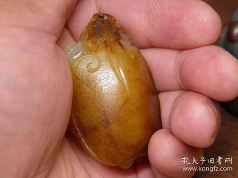 天然新疆和田玉黑皮黄沁籽料龙龟把件 玉种肉沁鸡油黄沁 苏
