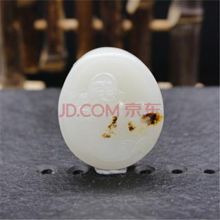 玉雕大师魏海涛作品 和田玉白玉 高白细润 弥勒笑佛挂件 56.8克 天工